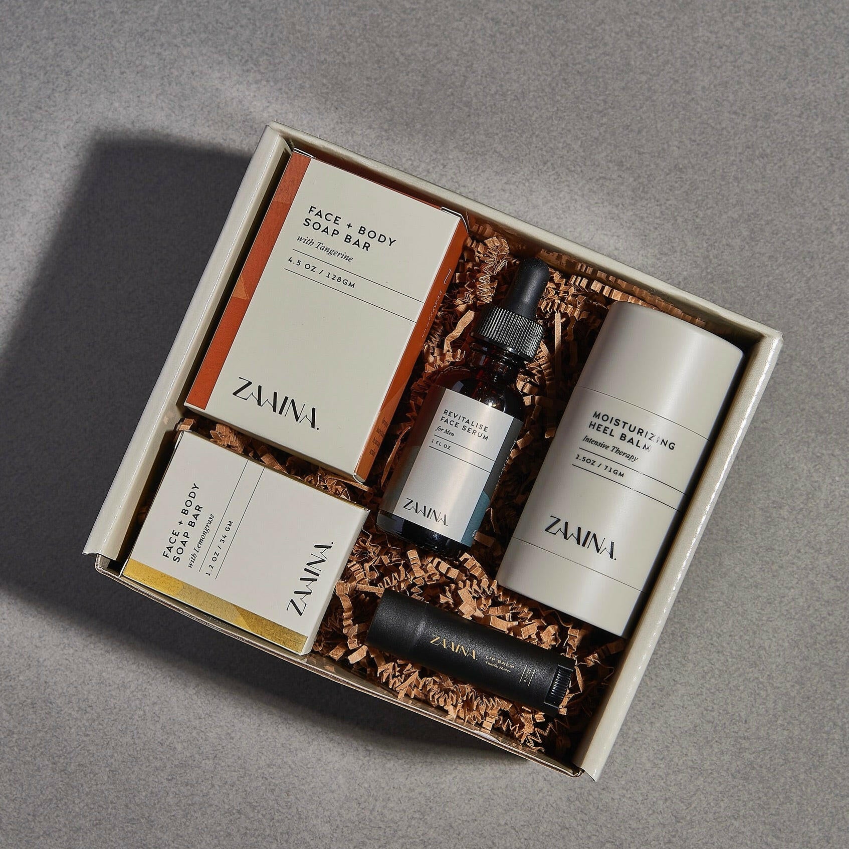 Men's self care spa kit featuring essential grooming routine products for a refreshed, polished appearance.