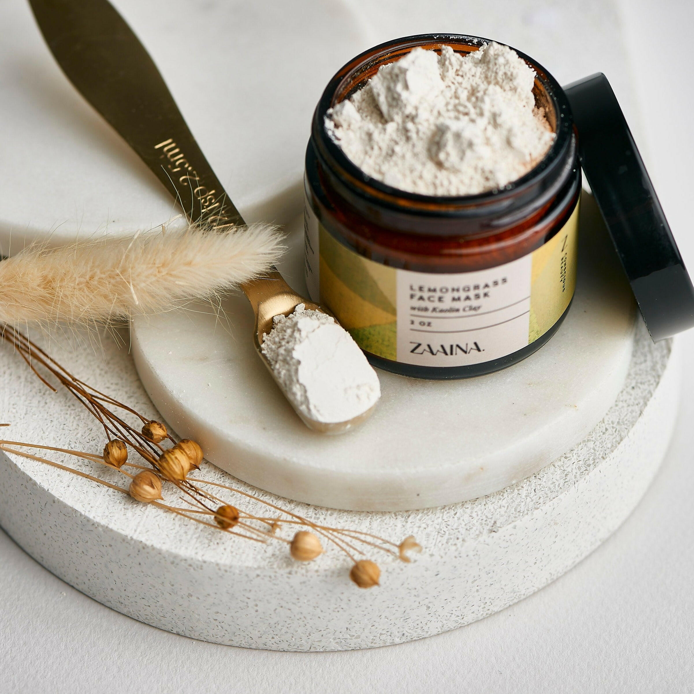 Lemongrass clay face mask for radiant skin, natural deep cleansing and rejuvenation facial treatment.