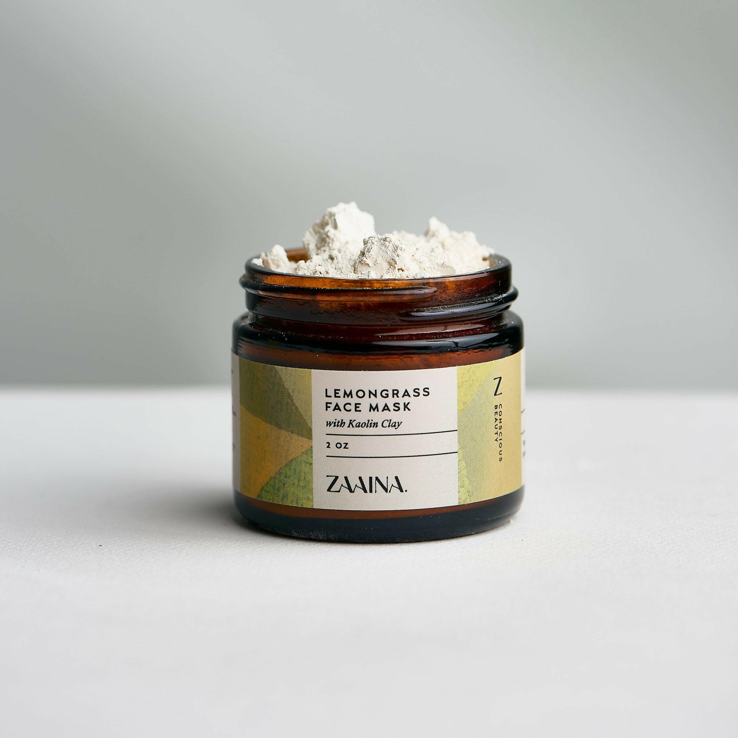 Lemongrass and clay face mask for skin rejuvenation, natural skincare solution, deep cleansing properties.