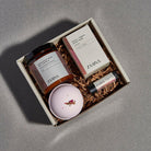 Soothing spa set displayed to rejuvenate the senses; elegant arrangement features wellness and relaxation essentials.